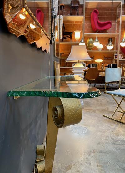 Pier Luigi Colli Console Wrought Iron Gold Leaf by Pier Luigi Colli Italy 1950s