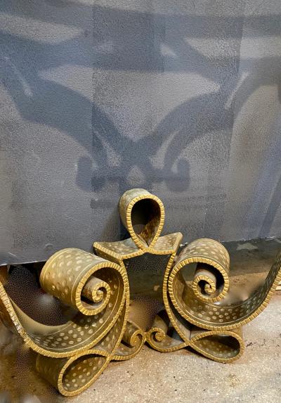 Pier Luigi Colli Console Wrought Iron Gold Leaf by Pier Luigi Colli Italy 1950s