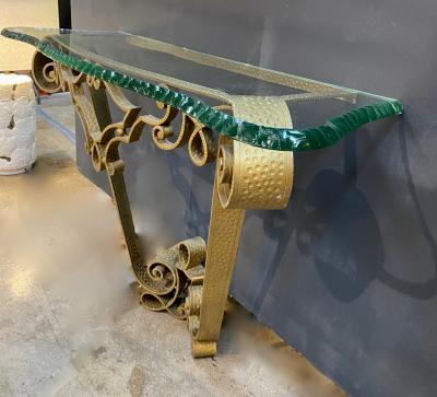 Pier Luigi Colli Console Wrought Iron Gold Leaf by Pier Luigi Colli Italy 1950s