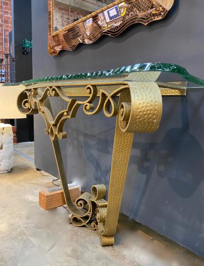 Pier Luigi Colli Console Wrought Iron Gold Leaf by Pier Luigi Colli Italy 1950s