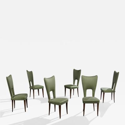Pier Luigi Colli Dining Room Chairs with Wood and Fabric Italy 1950s