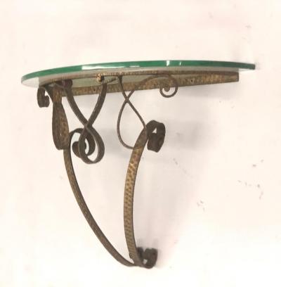 Pier Luigi Colli Italian Midcentury Gilt Wrought Iron Demilune Wall Console by Pier Luigi Colli