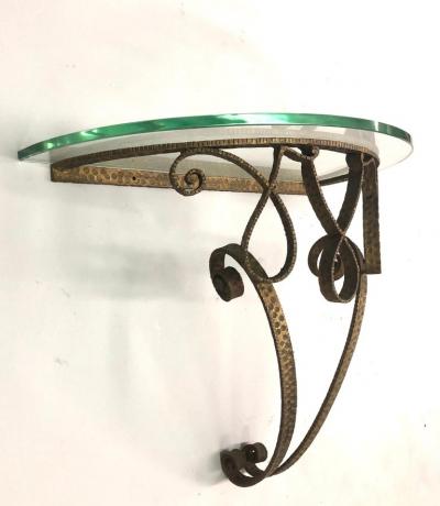 Pier Luigi Colli Italian Midcentury Gilt Wrought Iron Demilune Wall Console by Pier Luigi Colli