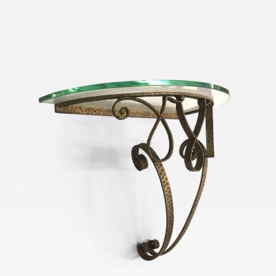 Pier Luigi Colli Italian Midcentury Gilt Wrought Iron Demilune Wall Console by Pierluigi Colli