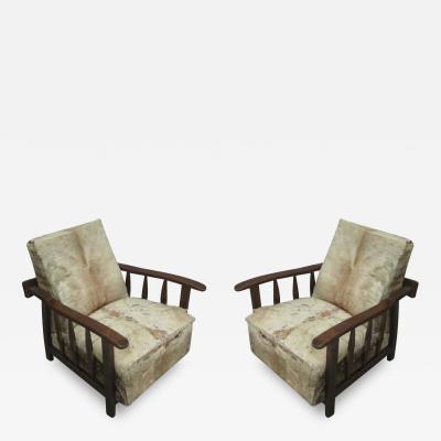 Pier Luigi Colli Pair of Italian Mid Century Modern Craftsman Lounge Chairs by Pierluigi Colli