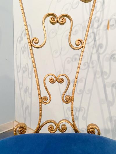 Pier Luigi Colli Pair of Italian Mid Century Modern Luigi Colli Gold Iron Vanity Chairs 1950s