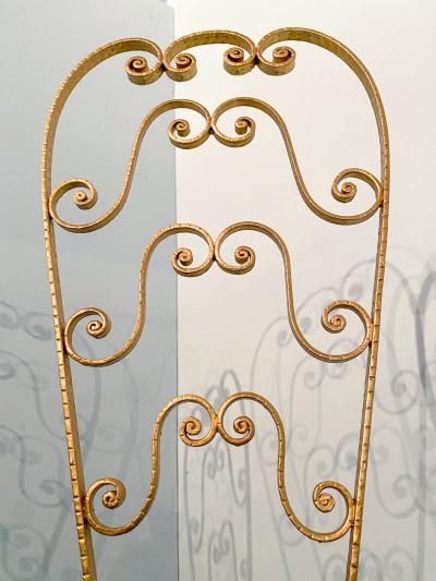 Pier Luigi Colli Pair of Italian Mid Century Modern Luigi Colli Gold Iron Vanity Chairs 1950s