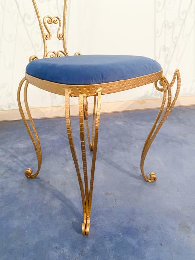 Pier Luigi Colli Pair of Italian Mid Century Modern Luigi Colli Gold Iron Vanity Chairs 1950s