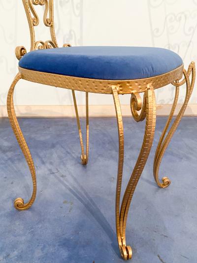 Pier Luigi Colli Pair of Italian Mid Century Modern Luigi Colli Gold Iron Vanity Chairs 1950s
