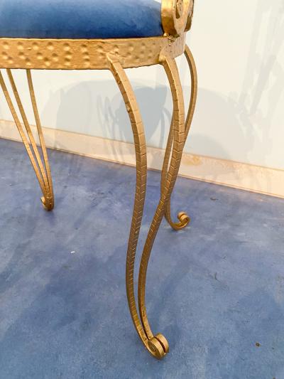 Pier Luigi Colli Pair of Italian Mid Century Modern Luigi Colli Gold Iron Vanity Chairs 1950s