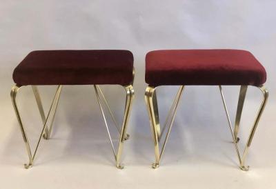 Pier Luigi Colli Pair of Italian Mid Century Modern Neoclassical Solid Brass Benches by Jansen