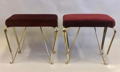 Pier Luigi Colli Pair of Italian Mid Century Modern Neoclassical Solid Brass Benches by Jansen