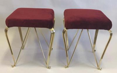 Pier Luigi Colli Pair of Italian Mid Century Modern Neoclassical Solid Brass Benches by Jansen