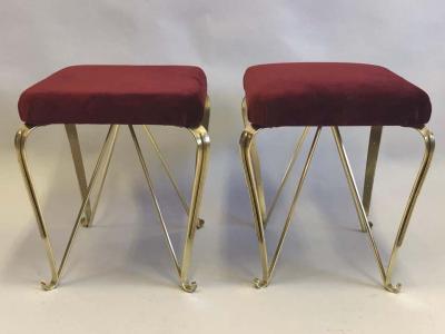 Pier Luigi Colli Pair of Italian Mid Century Modern Neoclassical Solid Brass Benches by Jansen