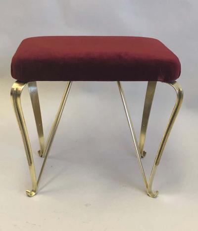 Pier Luigi Colli Pair of Italian Mid Century Modern Neoclassical Solid Brass Benches by Jansen