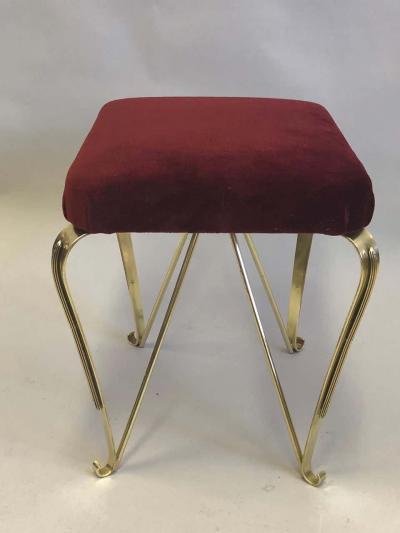 Pier Luigi Colli Pair of Italian Mid Century Modern Neoclassical Solid Brass Benches by Jansen