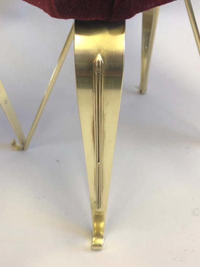 Pier Luigi Colli Pair of Italian Mid Century Modern Neoclassical Solid Brass Benches by Jansen