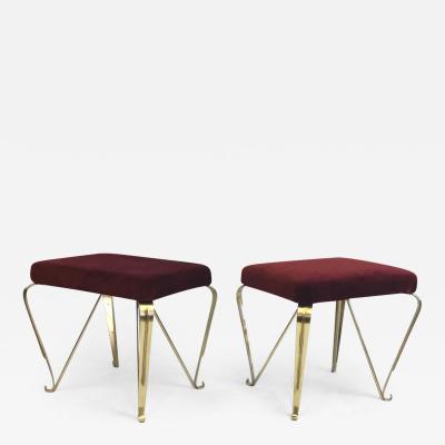 Pier Luigi Colli Pair of Italian Mid Century Modern Neoclassical Solid Brass Benches by Jansen