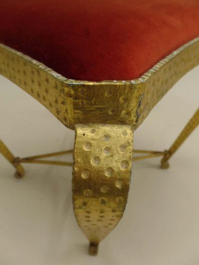Pier Luigi Colli Pair of Italian Midcentury Hand Hammered Gilt Iron Benches by Pier Luigi Colli