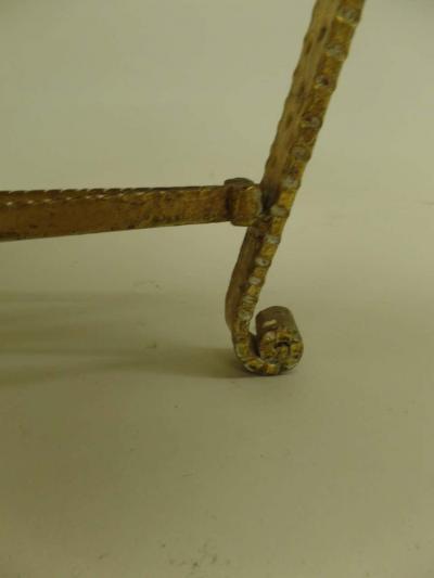 Pier Luigi Colli Pair of Italian Midcentury Hand Hammered Gilt Iron Benches by Pier Luigi Colli