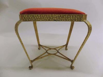 Pier Luigi Colli Pair of Italian Midcentury Hand Hammered Gilt Iron Benches by Pier Luigi Colli
