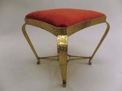 Pier Luigi Colli Pair of Italian Midcentury Hand Hammered Gilt Iron Benches by Pier Luigi Colli