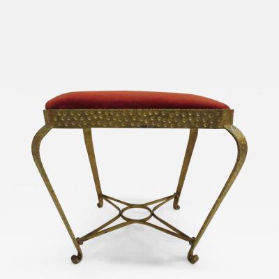 Pier Luigi Colli Pair of Italian Midcentury Hand Hammered Gilt Iron Benches by Pier Luigi Colli