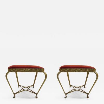 Pier Luigi Colli Pair of Italian Midcentury Hand Hammered Gilt Iron Benches by Pier Luigi Colli