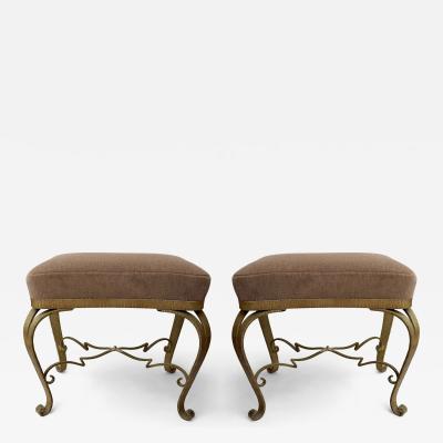 Pier Luigi Colli Pair of Stools Gilt Wrought Iron by Pier Luigi Colli Italy 1950s
