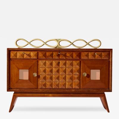 Pier Luigi Colli Pieluigi Colli carved oak sideboard with mirrored inserts Italy 1940s