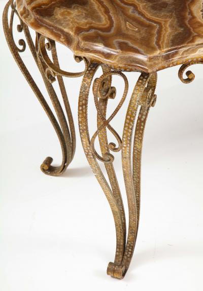 Pier Luigi Colli Pier Luigi Colli Hammered Gilded Iron Coffee Table with Shaped Agate Top