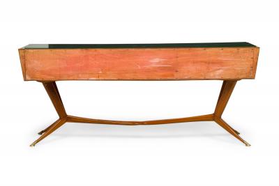 Pier Luigi Colli Pier Luigi Colli Italian Modern Wood and Green Glass Buffet Console Table