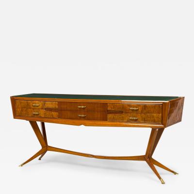 Pier Luigi Colli Pier Luigi Colli Italian Modern Wood and Green Glass Buffet Console Table