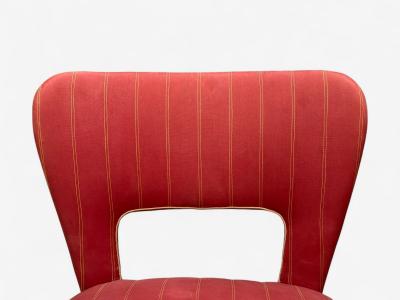 Pier Luigi Colli Pier Luigi Colli Maple Red Fabric Low Lounge Chairs Italy 1950s