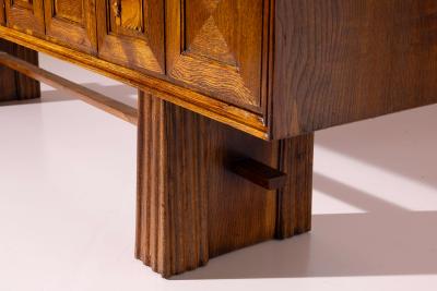 Pier Luigi Colli Pier Luigi Colli Oak wood sideboard with carved walnut inlays Italy 1940s