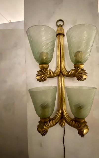 Pier Luigi Colli Wood Appliques with Seguso Glass Shades