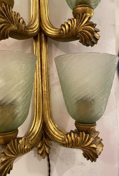 Pier Luigi Colli Wood Appliques with Seguso Glass Shades