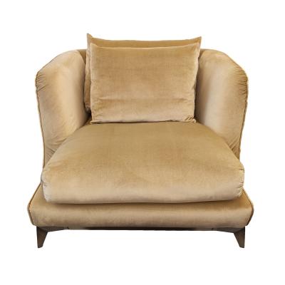 Pier Luigi Frighetto Pair of Brando Lounge Chairs in Light Camel Chenille