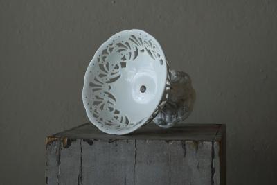 Pierced and Raised Porcelain Centerpiece Bowl or Comport Early 20th Century