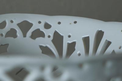 Pierced and Raised Porcelain Centerpiece Bowl or Comport Early 20th Century