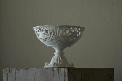 Pierced and Raised Porcelain Centerpiece Bowl or Comport Early 20th Century