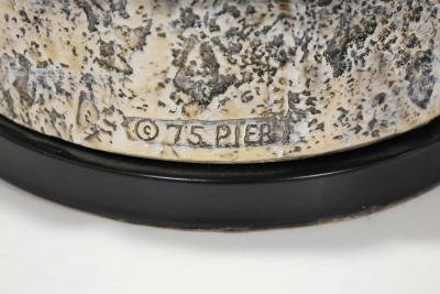 Pieri Tullio Pair of Monumental Brutalist Style Ceramic Lamps by Pieri Tullio dtd 1975