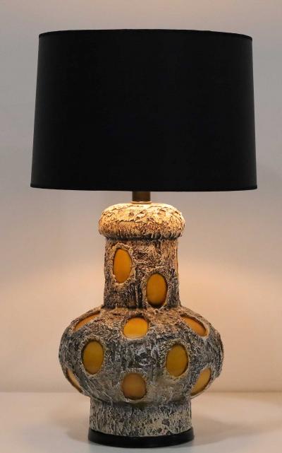Pieri Tullio Pair of Monumental Brutalist Style Ceramic Lamps by Pieri Tullio dtd 1975