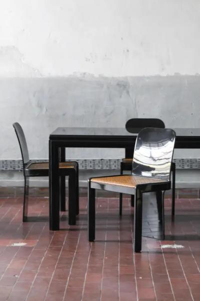 Pierluigi Molinari Dining set table 4 chairs by Pierluigi Molinari for Pozzi Milano 1960