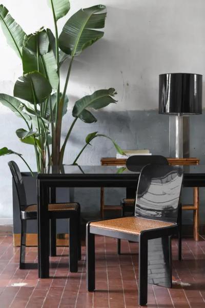 Pierluigi Molinari Dining set table 4 chairs by Pierluigi Molinari for Pozzi Milano 1960