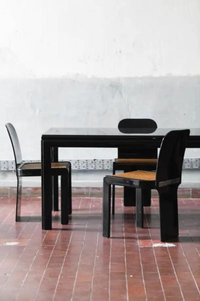 Pierluigi Molinari Dining set table 4 chairs by Pierluigi Molinari for Pozzi Milano 1960