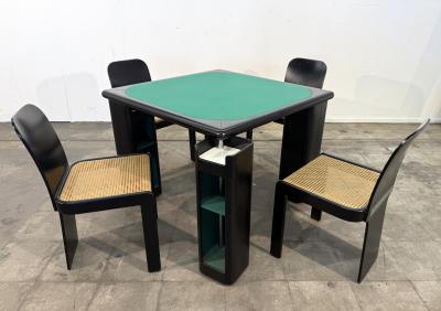 Pierluigi Molinari Pierluigi Molinari Game Table with Four Chairs Italy 1970s