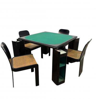 Pierluigi Molinari Pierluigi Molinari Game Table with Four Chairs Italy 1970s