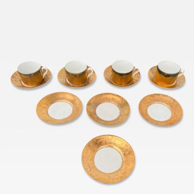 Piero Fornasetti 4 Cups 8 Saucers of 1950s Piero Fornasetti Gilt Grande Antico Tea Service