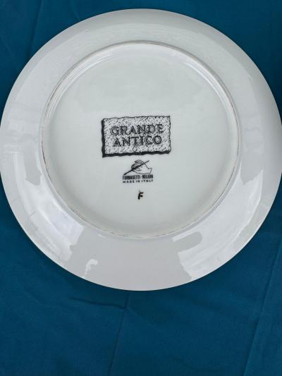 Piero Fornasetti 8 pcs of 1950s Piero Fornasetti Gilt Grande Antico Salad Anders